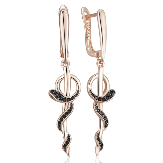 Hängeohrringe 585 Roségold – „Serpent Noir“ - Weserjuwel